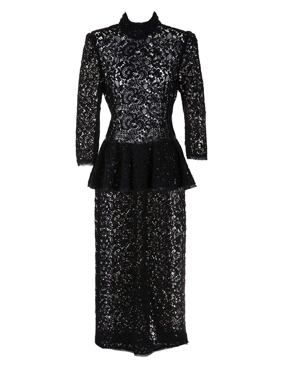 Dahlia Dress in Black Lace | Over The Moon