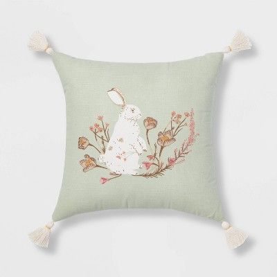 Bunny Square Throw Pillow Green - Threshold&#8482; | Target
