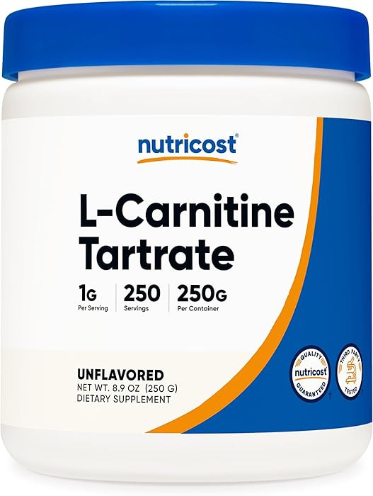 Nutricost L-Carnitine Tartrate Powder (250 Grams) - 1 Gram per Serving, 250 Servings | Amazon (US)