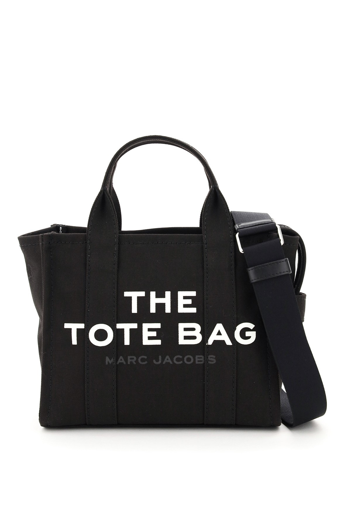 MARC JACOBS (THE) THE TRAVELER TOTE BAG MINI OS Black, White Cotton | Residenza725 US