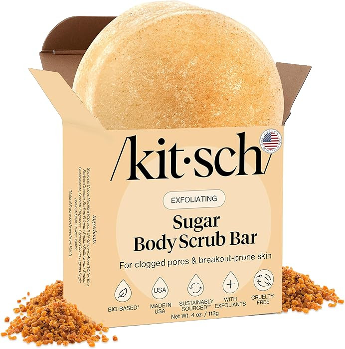Kitsch Exfoliating Sugar Scrub for Body – All Natural Body Scrub Bar Soap for Smooth, Hydrated ... | Amazon (US)
