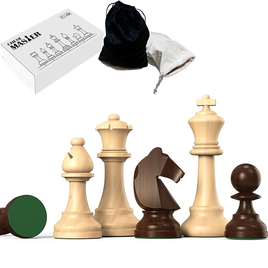 Wooden Chess Pieces Large 3.75inch King Set of Luxury Staunton Wood Chessmen with 2 Extra Queen f... | Amazon (US)
