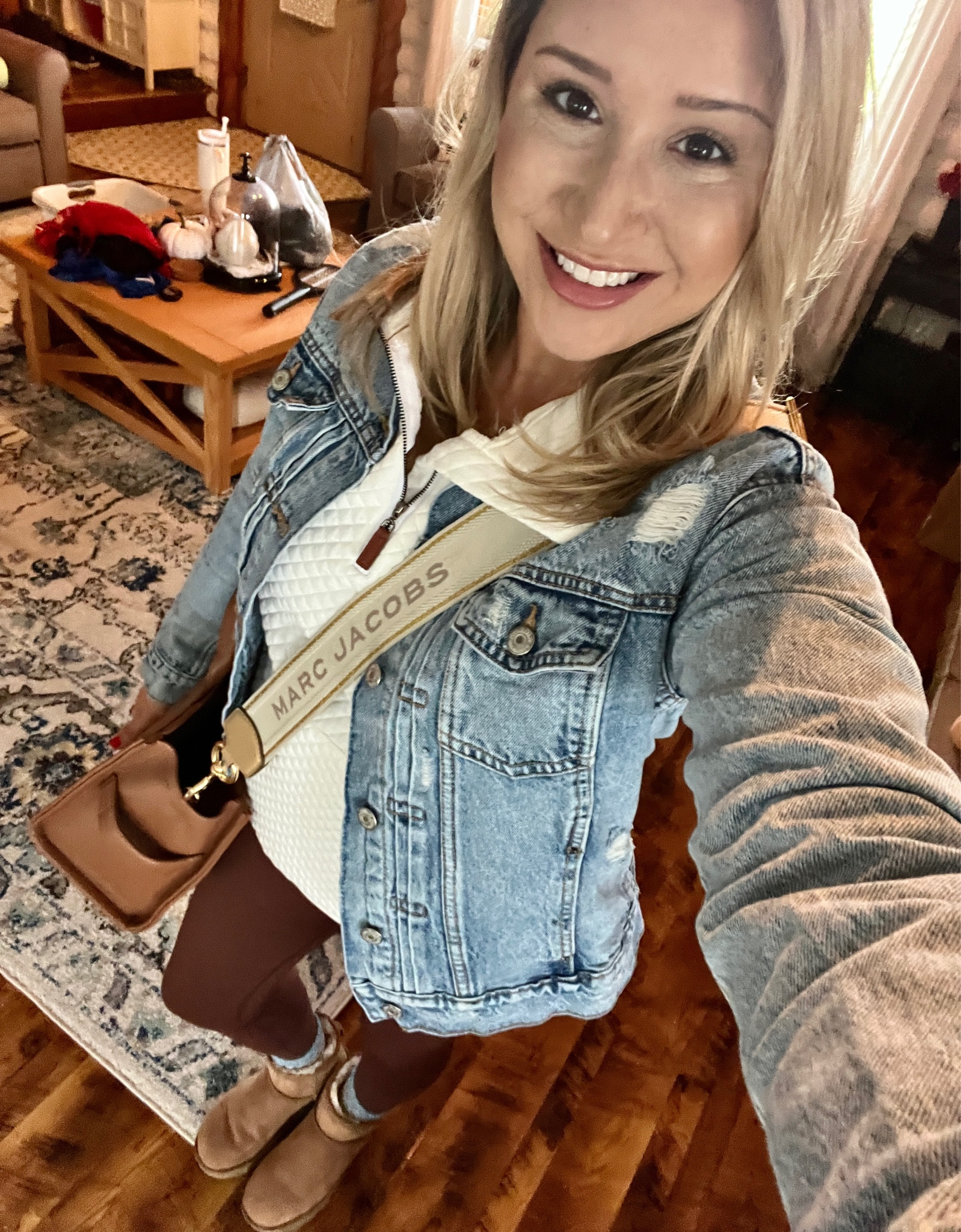 Sizing details:
Jean Jacket - medium
Pullover - medium
Leggings - medium
Uggs - fit TTS

Boots, Uggs, Fall Outfits, Fall Fashion, Jean Jacket, Leggings, Tote Bag, Slouchy Socks

#LTKstyletip #LTKfindsunder50 #LTKfindsunder100