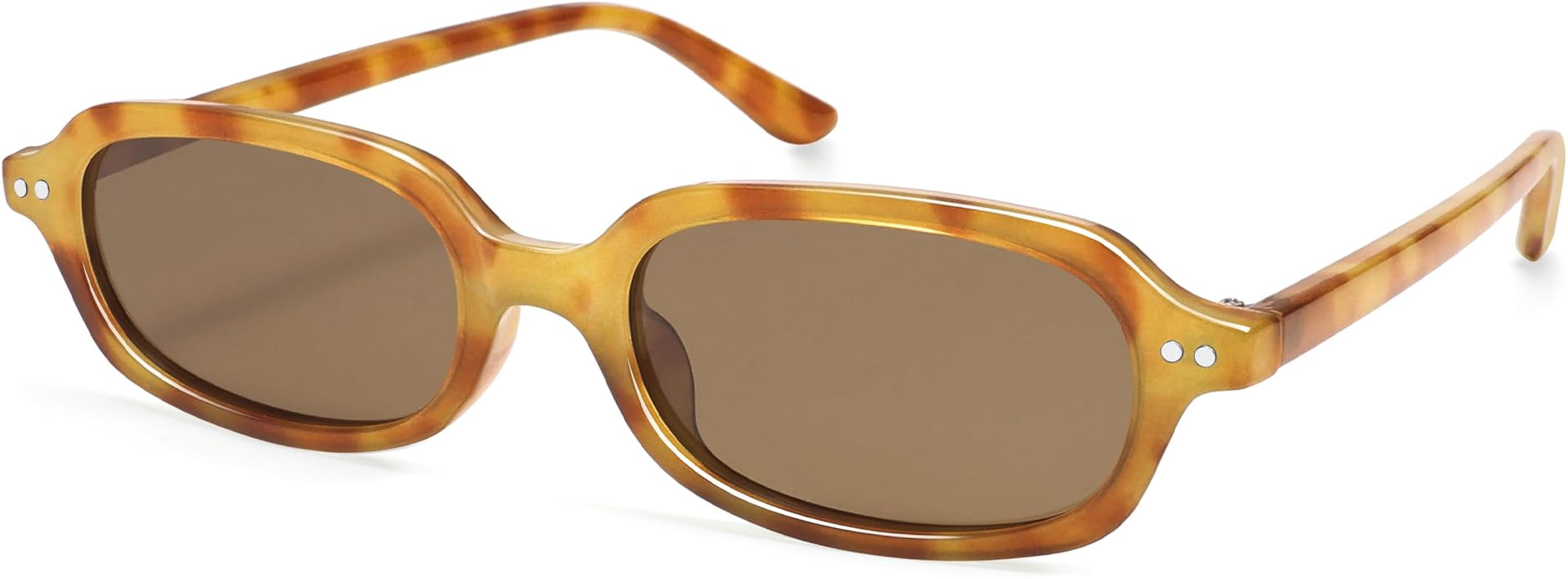 Retro Rectangle Sunglasses for Women Men Trendy Small Narrow Square Sunnies AP3729 | Amazon (US)