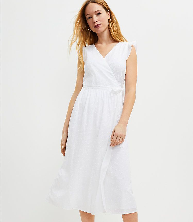 Clip Ruffle Sleeve Midi Wrap Dress | LOFT