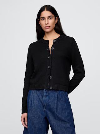 100% Cotton Crewneck Cardigan | Gap (US)