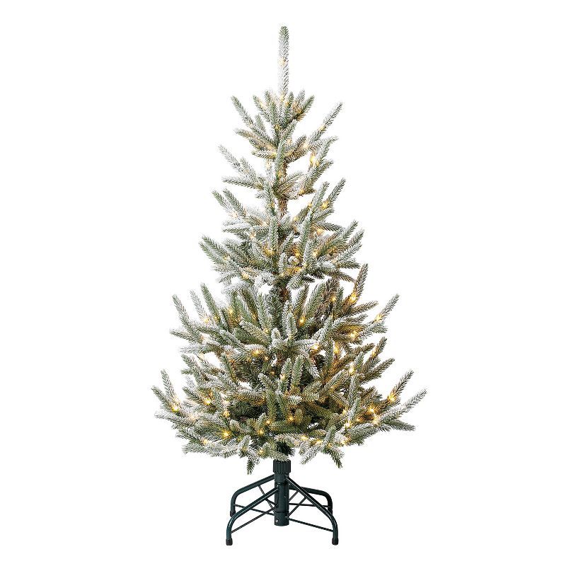 Home Heritage Snowy Abies Pine Prelit Flocked Artificial Christmas Tree, Clear Dimmable Fairy Lig... | Target
