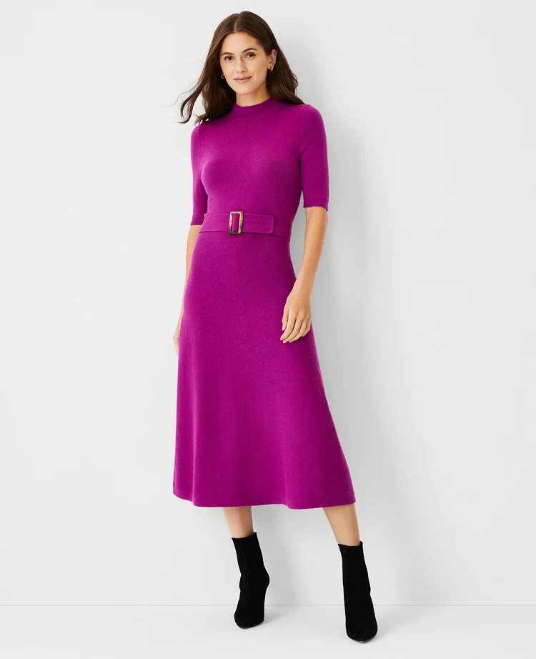 Belted Mock Neck Sweater Dress | Ann Taylor (US)