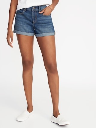 Mid-Rise Cuffed Denim Shorts for Women - 3-inch inseam | Old Navy US