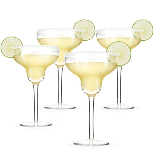 TRUE Margarita Glass, Crystal Stemmed Cocktail Glasses, Dishwasher Safe, Mixed Drink Glasses, Daquiri Glass Holds 10 oz., Set of 4, Clear | Amazon (US)