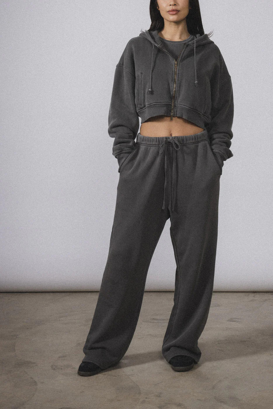 BABYDOLL CROP ZIP THERMAL HOODIE | Elwood Clothing