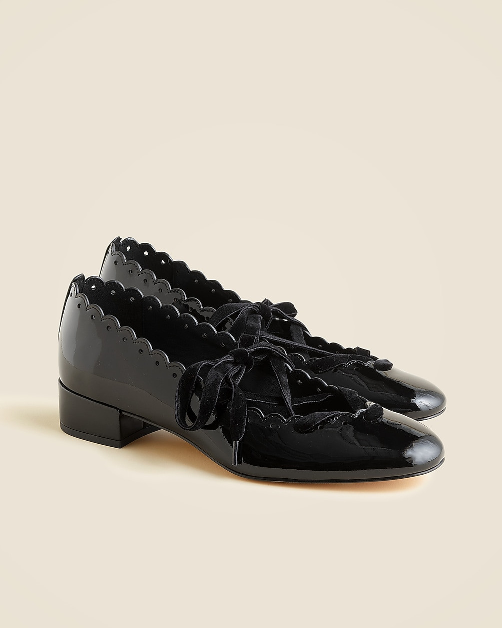 Teagan scalloped lace-up heels in patent leather | J. Crew US