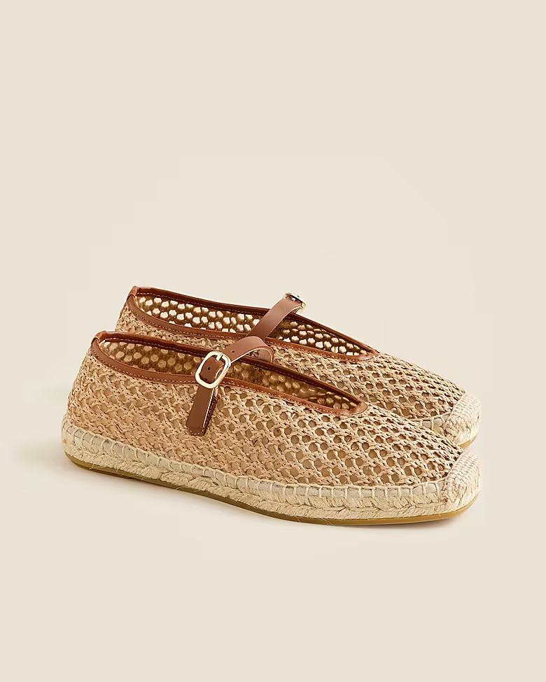 Made-in-Spain woven Mary Jane espadrille flats in faux raffia | J. Crew US