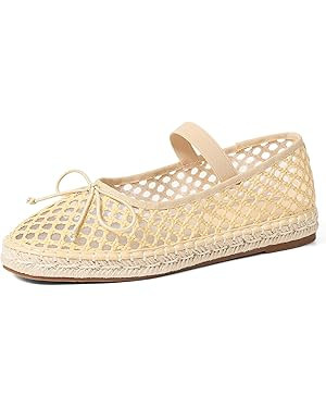 mikarka Flats for Women: Woven Ballet Flats Shoes for Women - Knot Espadrilles Round Toe Mary Jan... | Amazon (US)