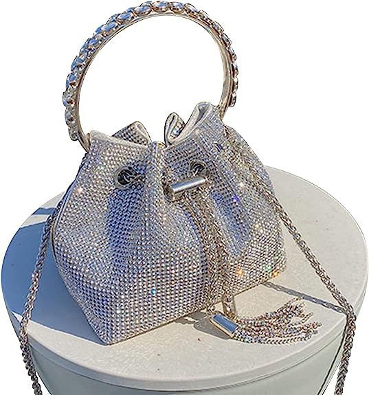 TOPALL 2022 Upgrade Rhinestone Evening Bag Silver Purse Sparkly Diamond Silver Clutch Purses for ... | Amazon (US)
