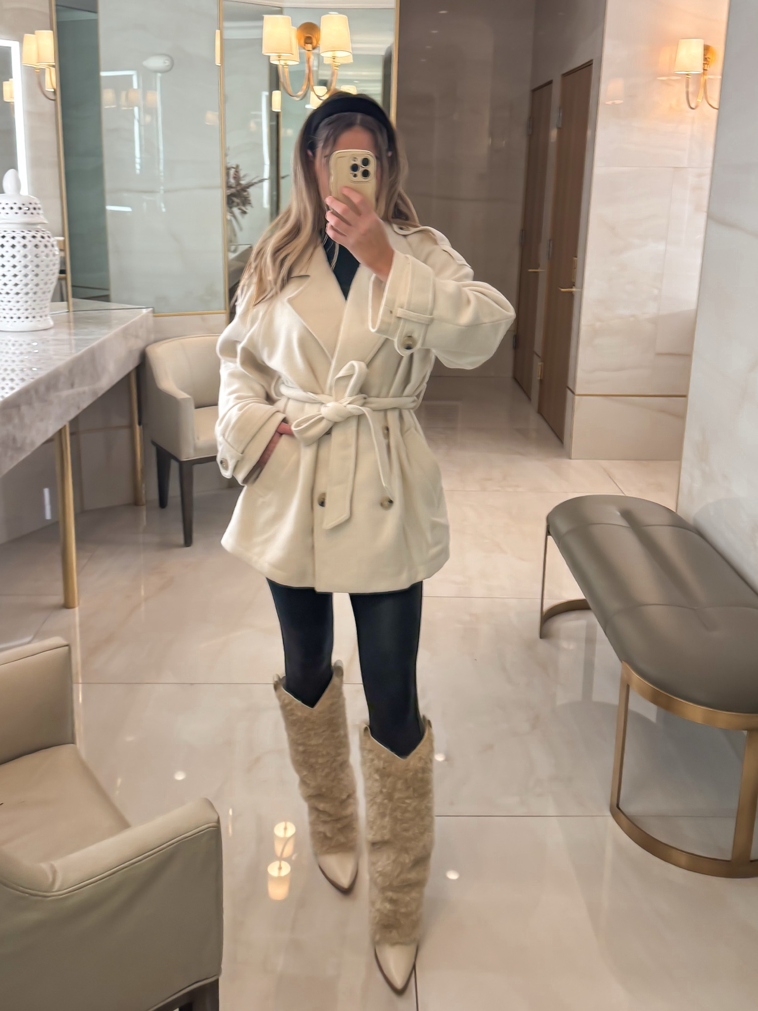 Wearing a size small in the coat and size 7 in the boots. Leggings are faux leather Spanx! 
*I would suggest sizing up a half size in the boots

Holiday outfit, fur boots, winter outfit, apres ski, Christmas outfit

#LTKSeasonal #LTKHoliday