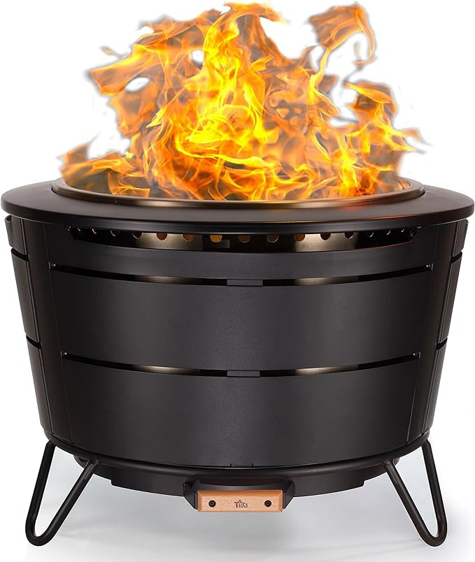 TIKI Brand Smokeless 27.5 in. Reunion Fire Pit, Large Wood Burning Outdoor Fire Pit, Great for La... | Amazon (US)