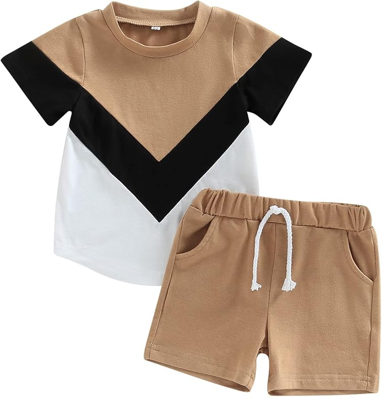Murnouche 2Pcs Toddler Baby Boy Summer Clothes Letter T Shirt Casual Shorts Set | Amazon (US)
