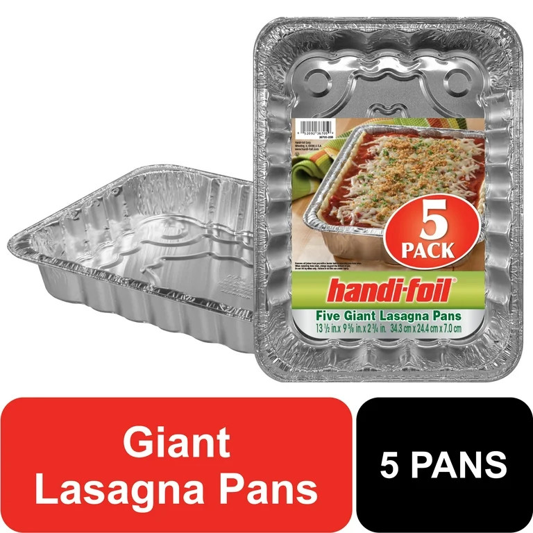 Handi-Foil 13.5" x 9.63" Giant Aluminum Lasagna Pan (5 Pack) | Walmart (US)