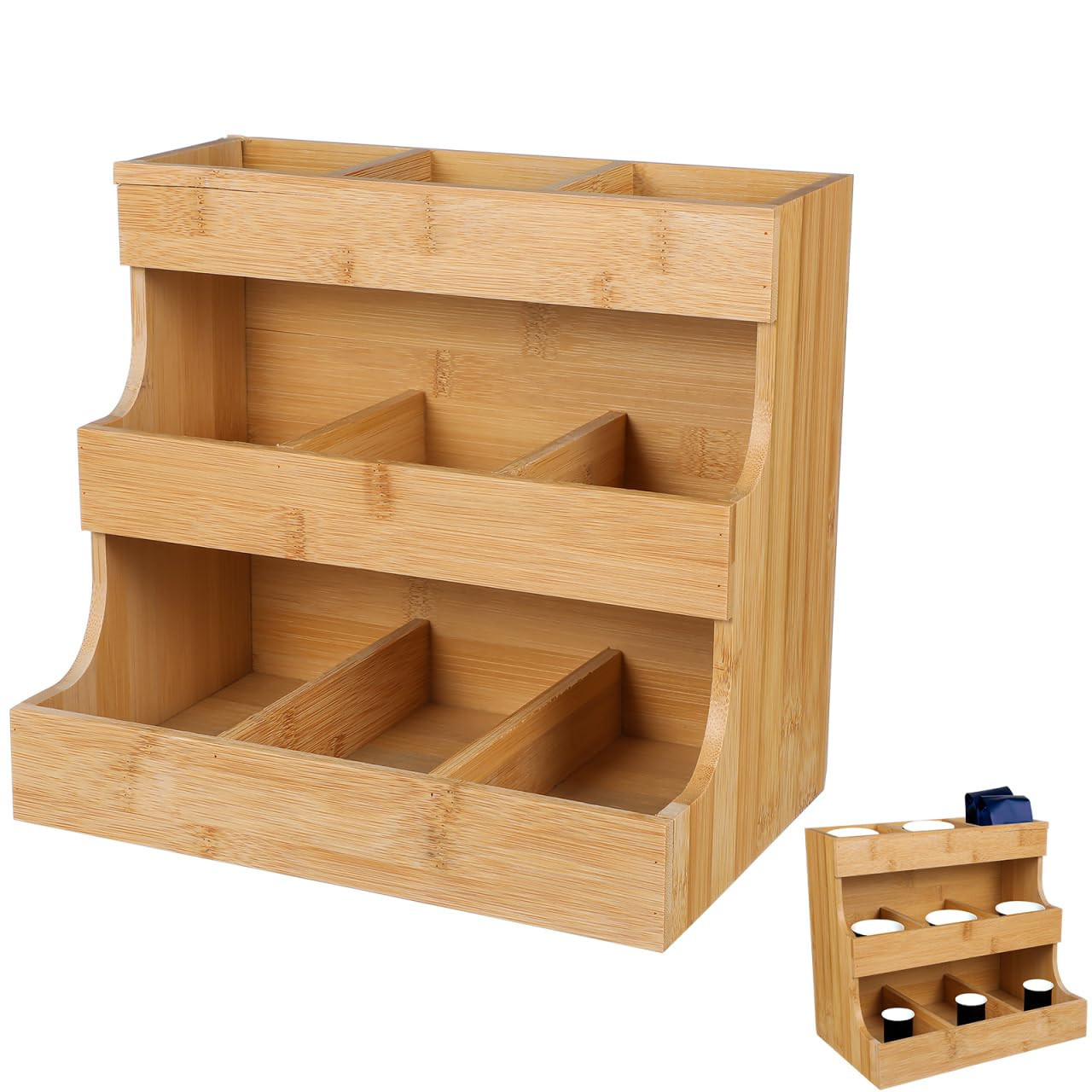 Healeved Wooden Tea Bag Holder - 3 Tier Tea Box Organizer, Natural Solid Wood, Tea Bag Organiser ... | Amazon (UK)