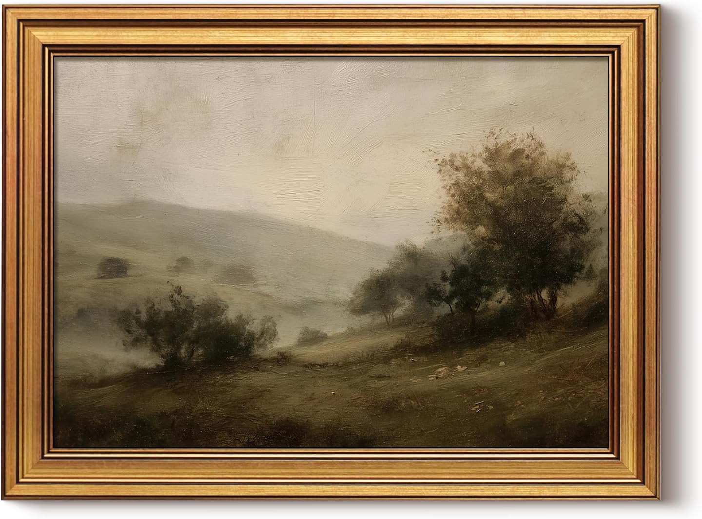 HUARCEY Framed Canvas Wall Art Vintage Decor, Quiet Mountains Picture Decor, Rustic Vintage Neutr... | Amazon (US)