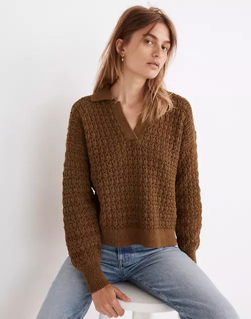 Sunbury Open-Stitch Polo Sweater | Madewell