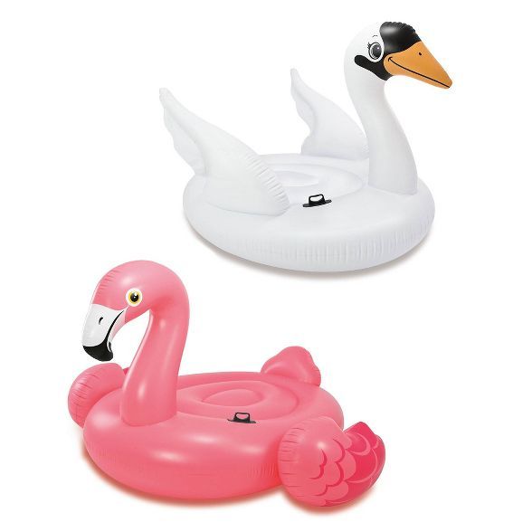 Intex Mega Giant Inflatable Ride On Island Pool River Floats, Flamingo & Swan | Target