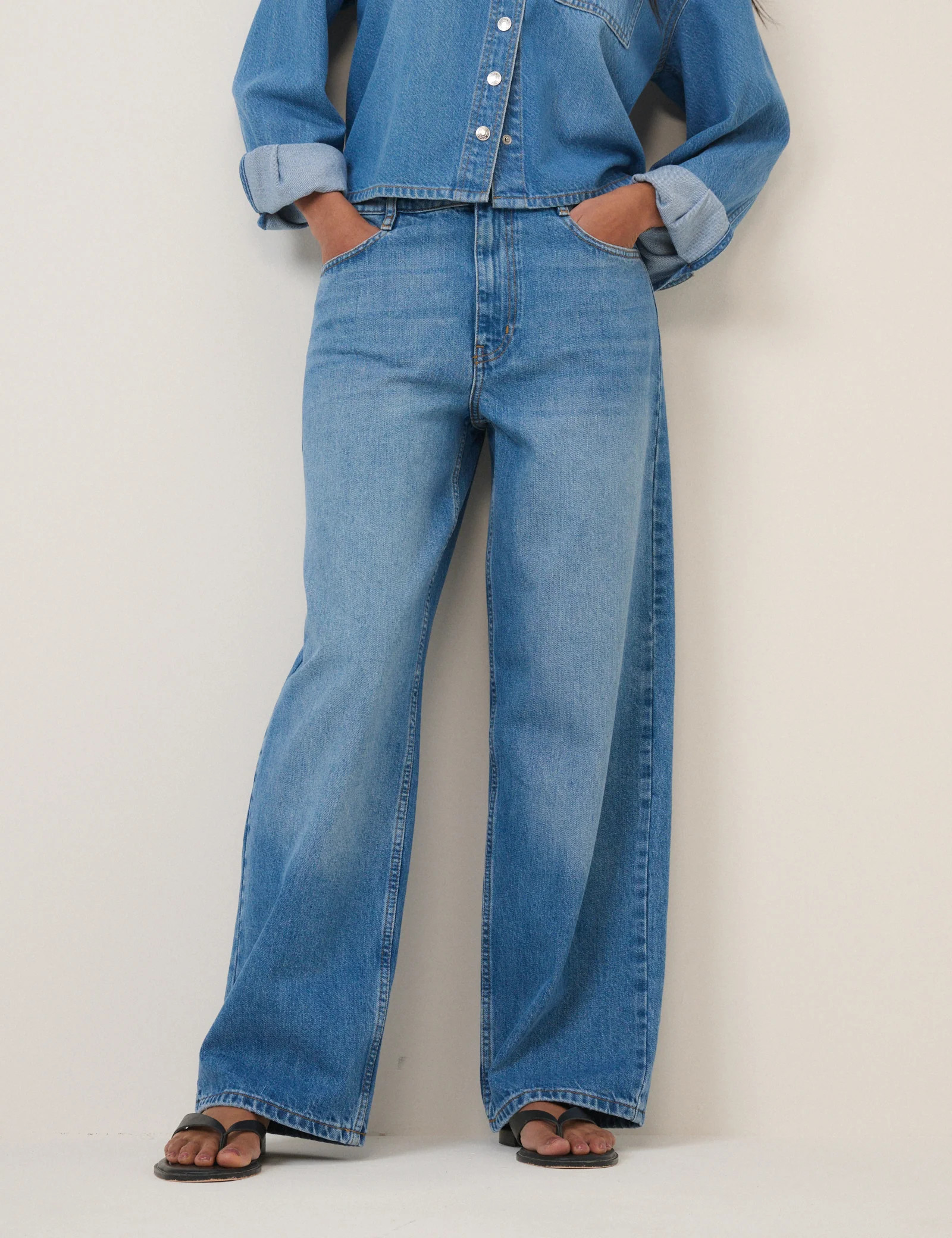 Blue Wide Leg Stepney Loose Jeans | Nobody's Child