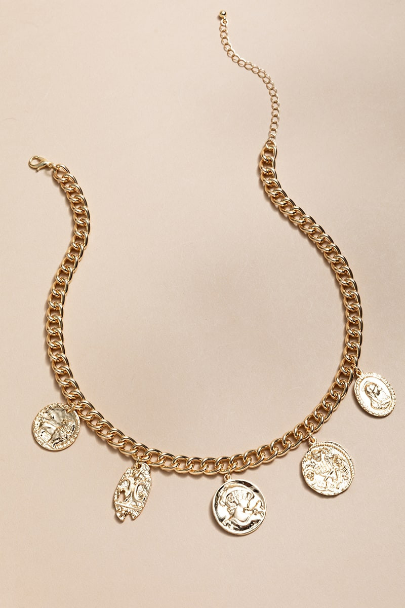 Alice Coin Charm Gold Chain Necklace | Francesca's