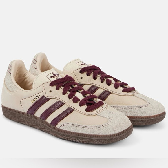 Adidas Samba OG sneakers M6.5/W7.5 Wonder White/Maroon/Putty Grey | Poshmark