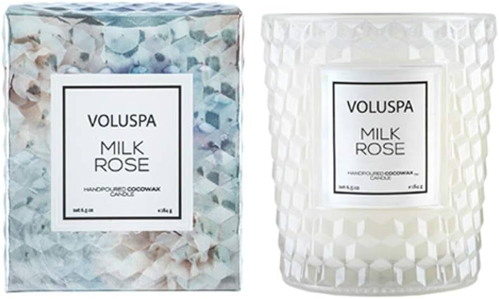 Voluspa Milk Rose Candle | Classic Textured Glass | 6.5 Oz. | 40 Hour Burn Time | Coconut Wax and... | Amazon (US)