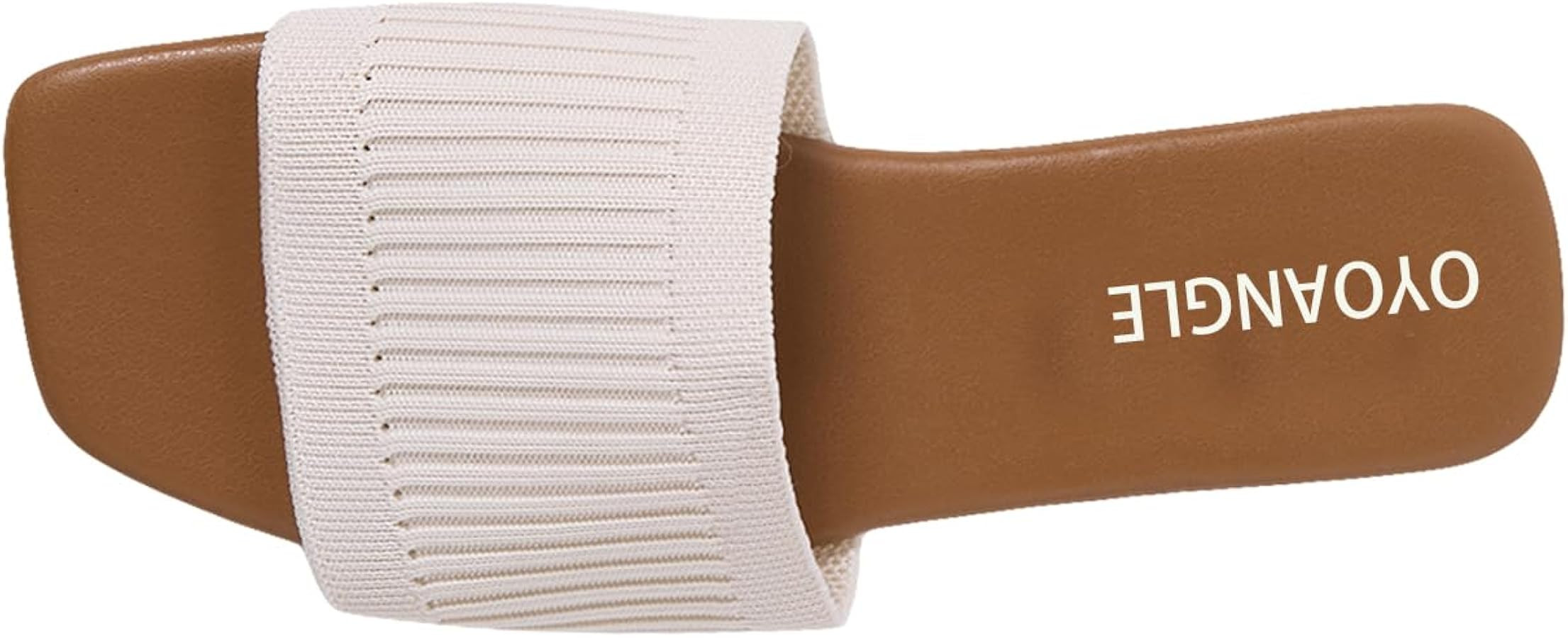 OYOANGLE Women's Single Band Square Open Toe Slide Sandals Summer Slip on Flat Sandals | Amazon (US)