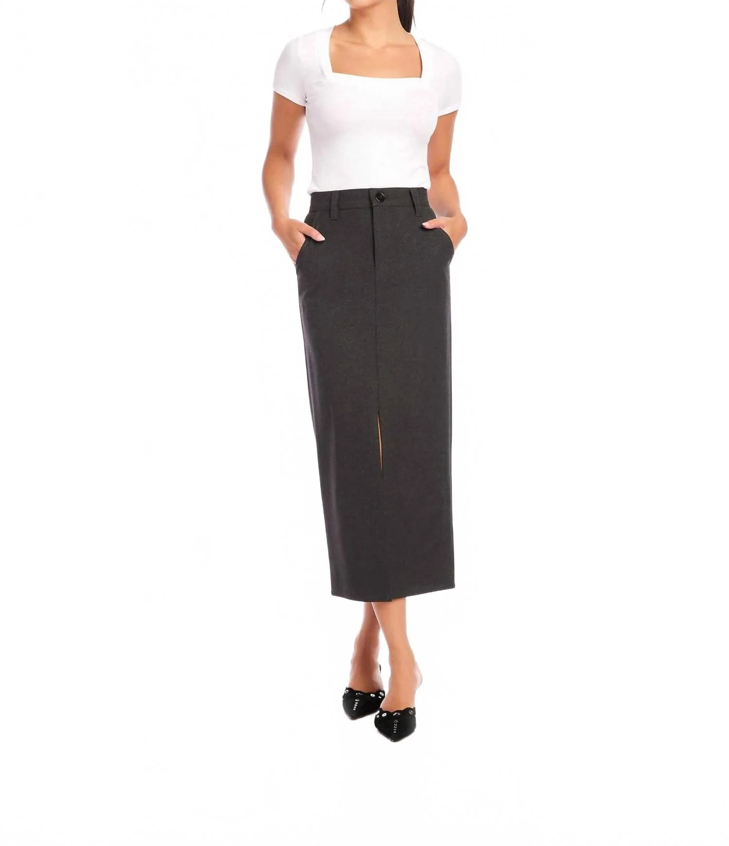 Claire Pencil Silhouette Skirt In Gray | Shop Simon