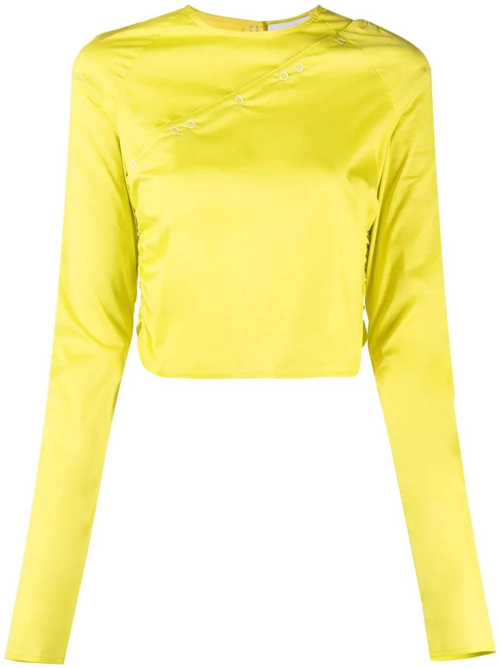 GANNI crew-neck long-sleeved Blouse | Yellow | FARFETCH | Farfetch Global
