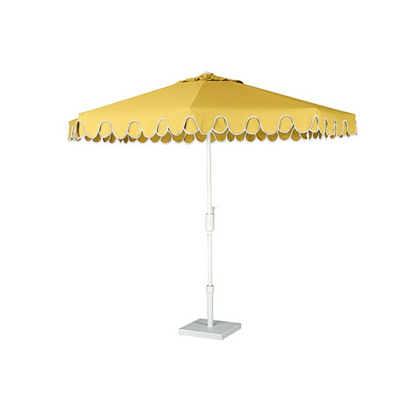 9' Round Double Scallop Outdoor Patio Umbrella, Aluminum with Auto Tilt and Crank Lift - Buttercu... | The Company Store