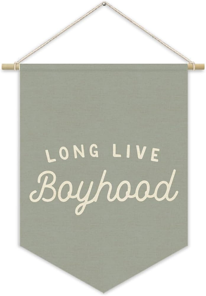 Blue Boy Room Decor,Long Live Boyhood Canvas Banner Nursery Playroom Wall Decor for Boys Bedroom ... | Amazon (US)