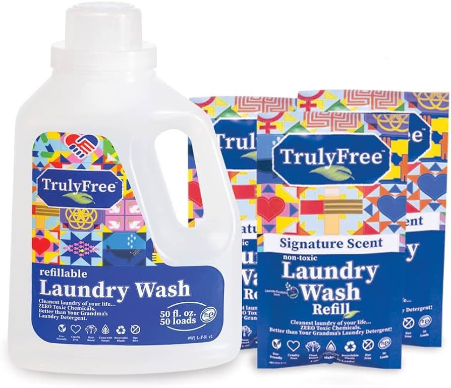 Truly Free Laundry Wash, Signature Scent, Sensitive Skin Natural Detergent, Laundry Supplies for ... | Amazon (US)