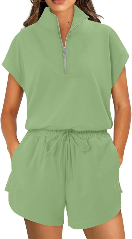 KISSMODA Two Piece Sets for Women Sweatsuit Casual Tracksuits Short Sleeve Tops and Shorts 2025 L... | Amazon (US)