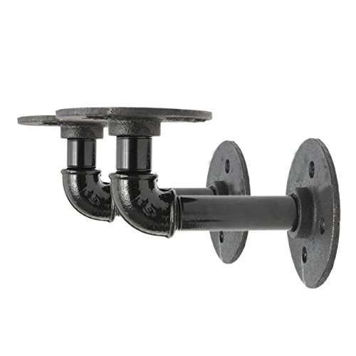 KINGSO 2Pcs Industrial Black Iron Pipe Shelf Bracket Wall Mounted Floating Shelf Hanging Wall Hardwa | Amazon (US)