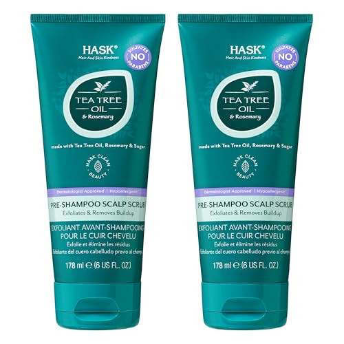 HASK TEA TREE OIL & ROSEMARY Pre-Shampoo Scalp Scrub for All Hair Types, Color Safe, Gluten-Free, Sulfate-Free, Paraben-Free, Cruelty-Free - Pack of 2 | Amazon (US)