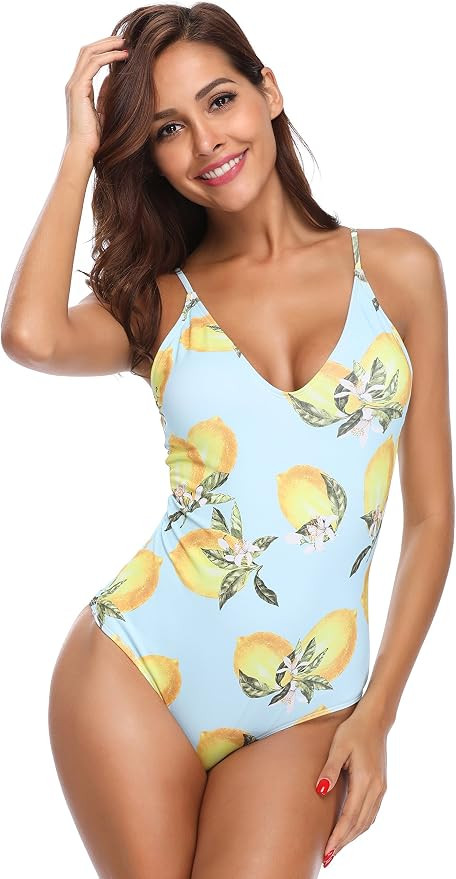 MARINAVIDA Women V-Neck One Piece Swimsuit Floral Print Bathing Suit | Amazon (US)