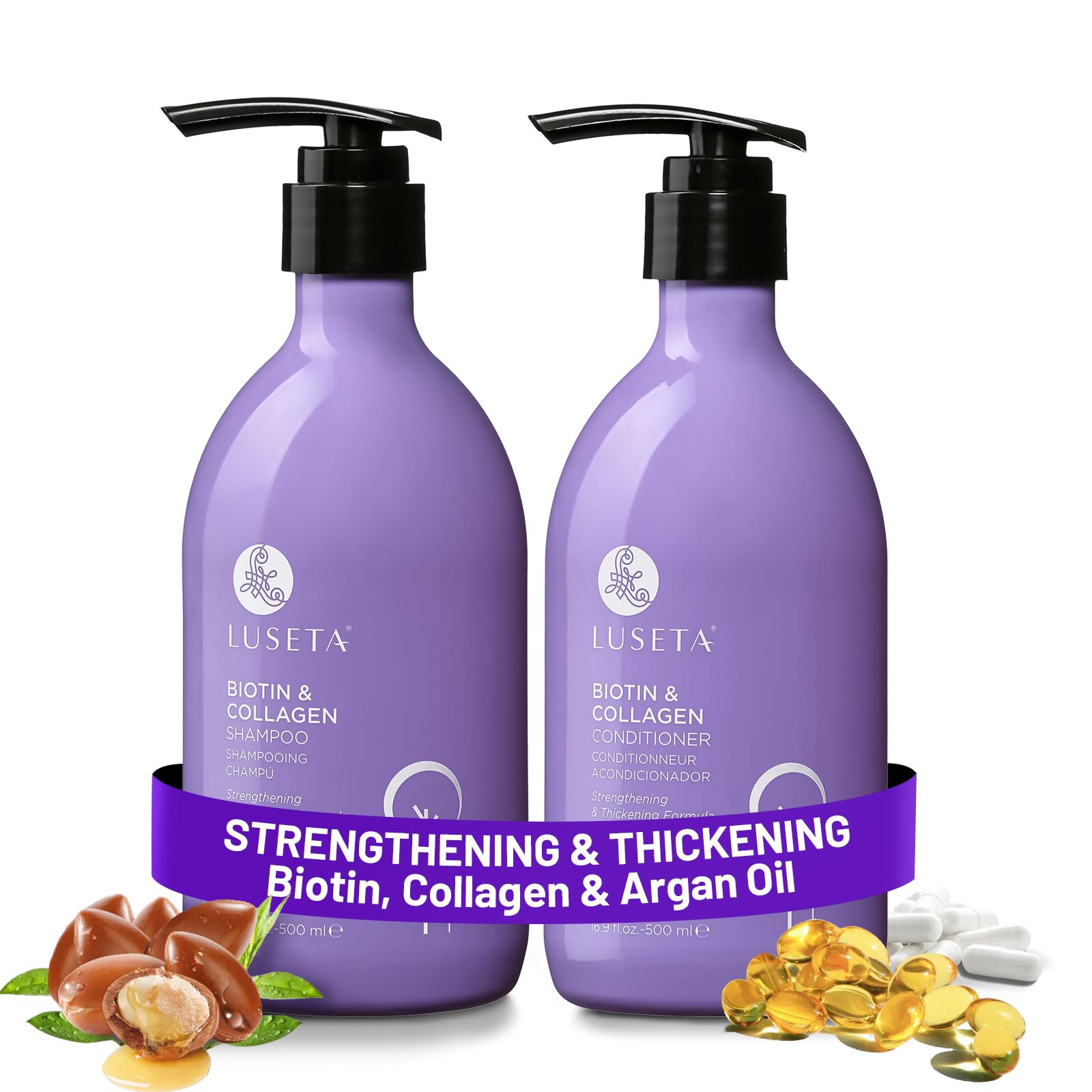 Luseta Biotin & Collagen Shampoo and Conditioner Set for Thinning Hair – Thickening & Strengthe... | Amazon (US)