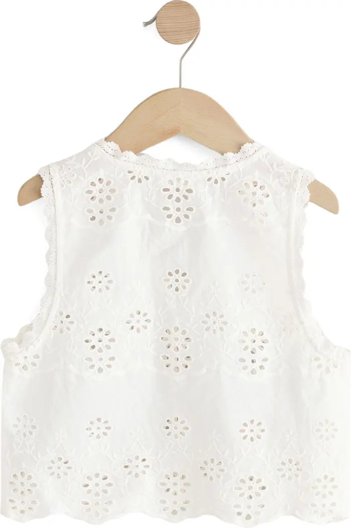 Kids' Floral Embroidered Eyelet Cotton Button-Up Vest | Nordstrom