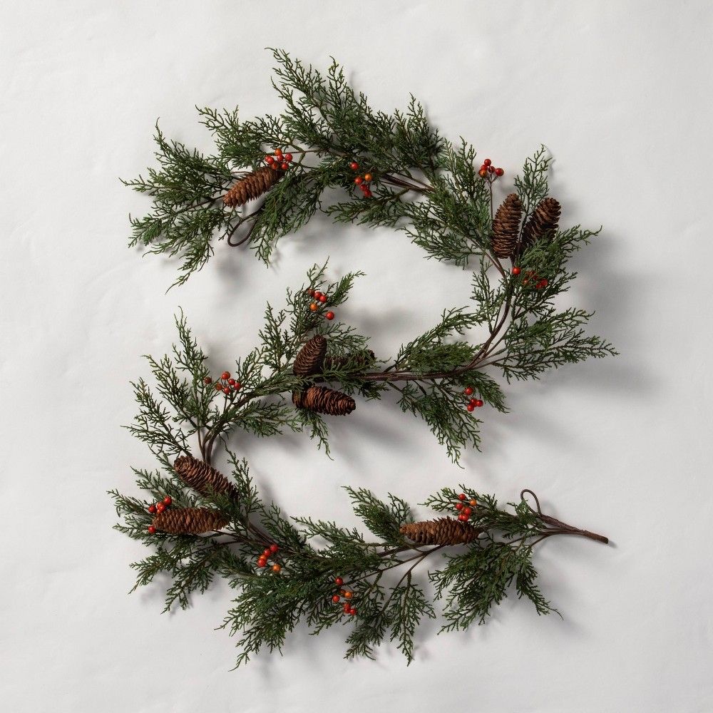 6' Faux Red Berries with Pinecones Garland - Hearth & Hand with Magnolia | Target