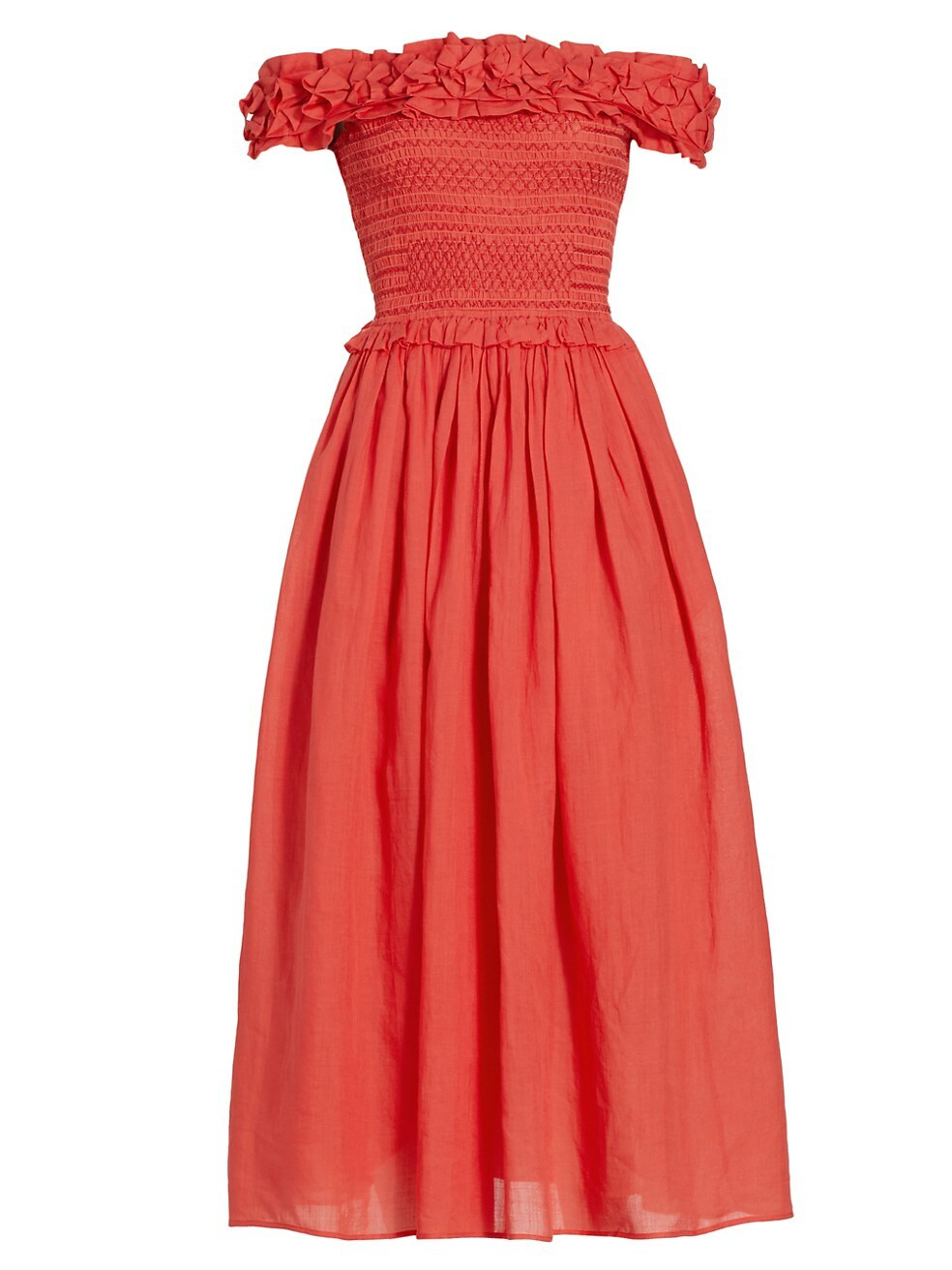 Sea Frida Ruffled Off-The-Shoulder Midi-Dress | Saks Fifth Avenue