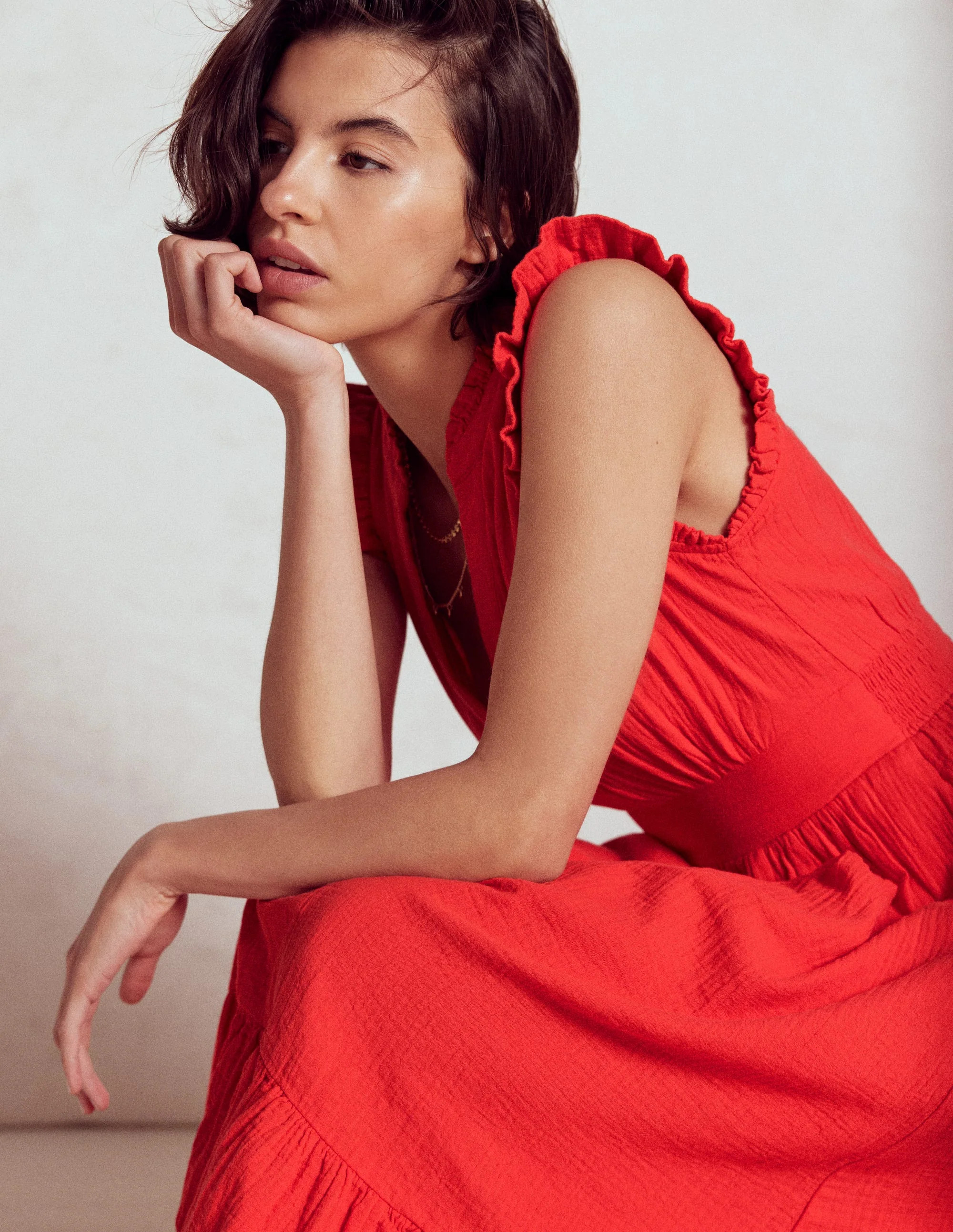 Wren Double Cloth Midi Dress-Strawberry Tart Red | Boden (US)