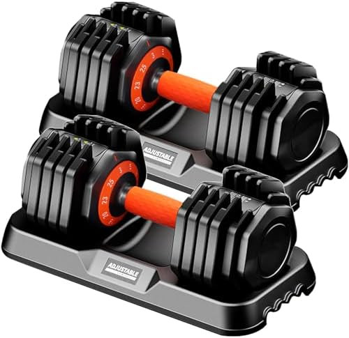 Adjustable Dumbbell Set, 10-in-1 25LB/55LB/90LB Ajustable Dumbbells with Safe Locking System, Enc... | Amazon (US)