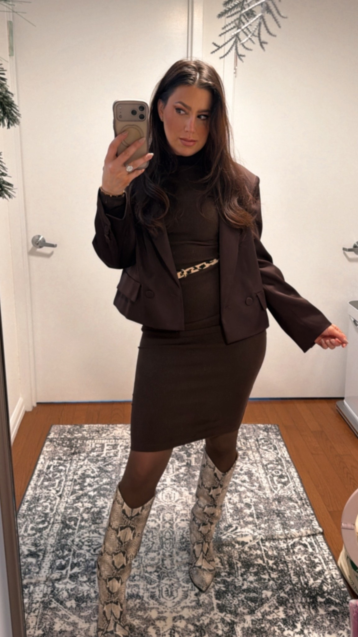 2026 office look chocolate brown and mixed animal prints. 10 year anniversary ring details, mine is a custom order 8 ct so if you would like that just message her to customize! The link is for 7 ct and under natural and lab options! 

#LTKdayinmylife #LTKSeasonal #LTKWorkwear