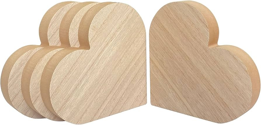 4 Pack 6 Inch Thick Wood Heart Wooden Block Unfinished MDF Wood Heart Signs Tabletop for Crafts M... | Amazon (US)