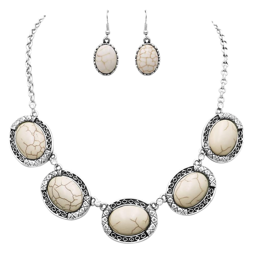 Rosemarie Collections Women’s Western Style Concho Oval Howlite Stones With Dainty Crystal Rhin... | Amazon (US)